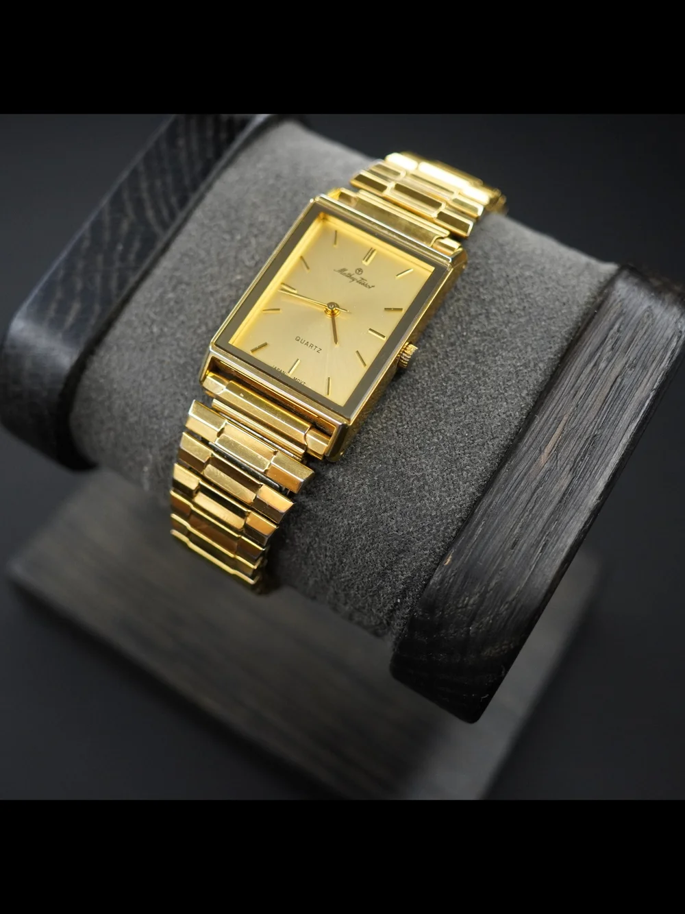 Vintage Mathey-Tissot Men's Quartz Watch Gold Tone Tank Dial Japan Movt